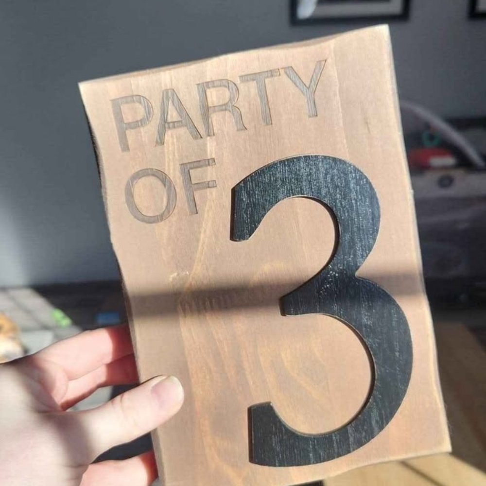 Hobby Lobby Wooden Sign - Party of 3 - Brown and Black